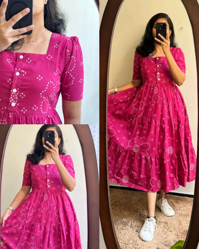 Introducing Beautiful prints of pure and rich Soft Cotton Gown - Pink, M