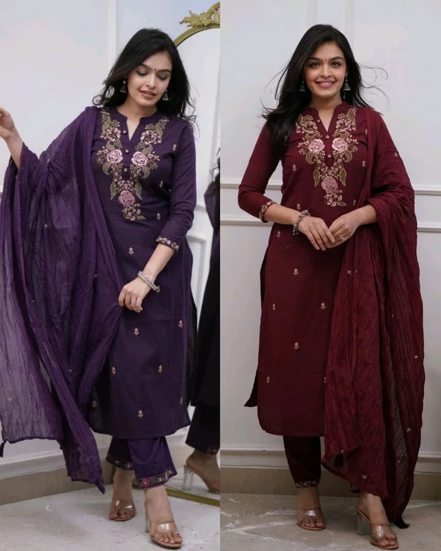 Trendy Stylish Kurti With Dupatta & Bottomwear - Cherry Pie, 2XL