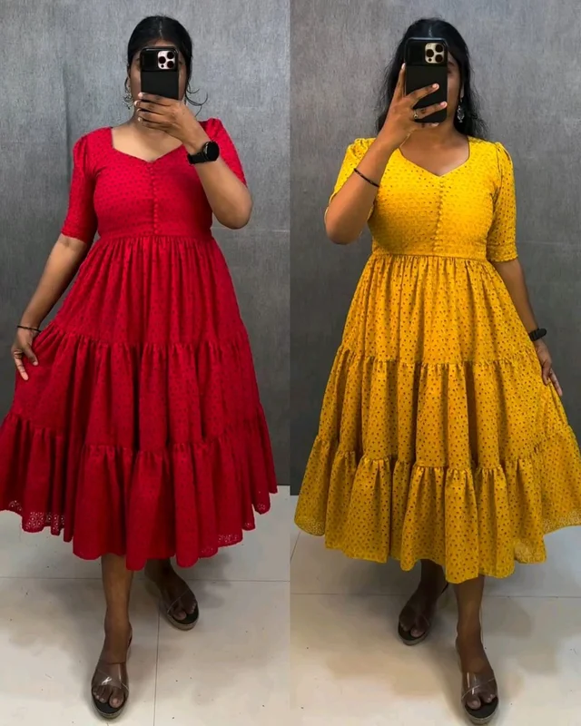 Hakoba 3 layer Gown With One Side Pocket - Red, XL