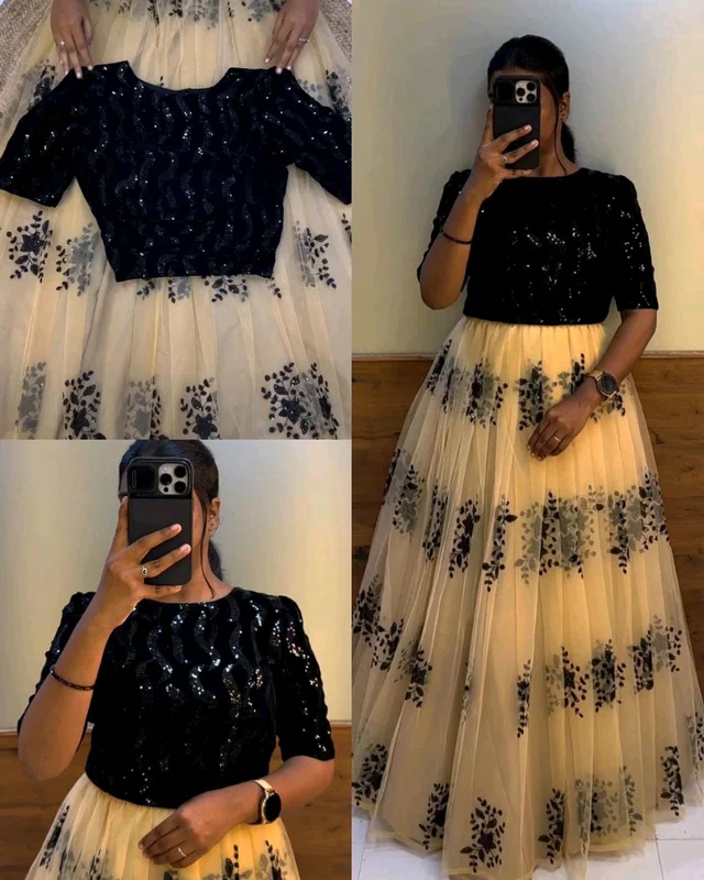 Ready To Wear Grand Partywear Launch Lehenga - Cream, 4XL