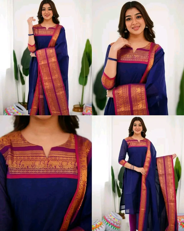 New Super Trendy Traditional Outfit - Navy Blue, M