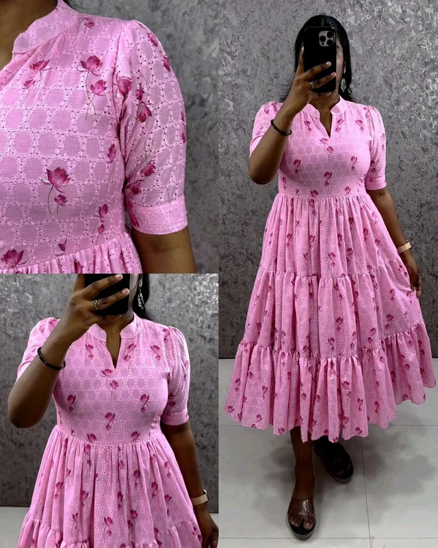 Trending hakoba cotton frocks launched for summer - Pink, L