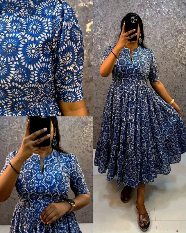 Trending hakoba cotton frocks launched for summer - Blue, M