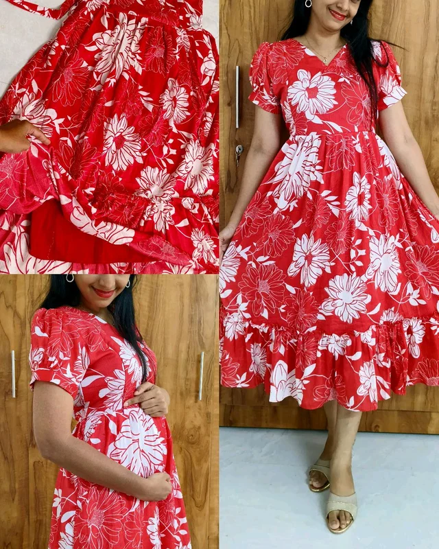 Feeding Frock PURE crushed wrinkle delta premium - Red, 2XL