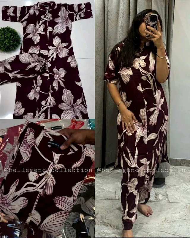 Launching exclusive Daily college & office wear Co-ord Set outfit relaxed & comfort fit - Purple, M