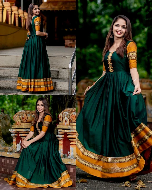 NEW LAUNCHING EXCLUSIVE TRADATIONAL ANARKALI LONG GOWN - Green, M