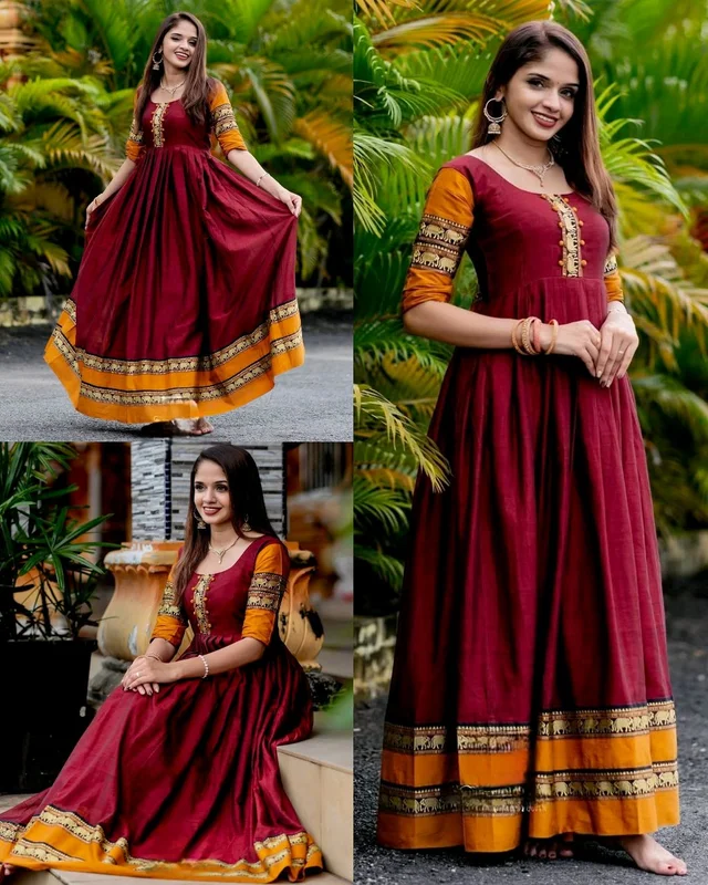 NEW LAUNCHING EXCLUSIVE TRADATIONAL ANARKALI LONG GOWN - Maroon, XL
