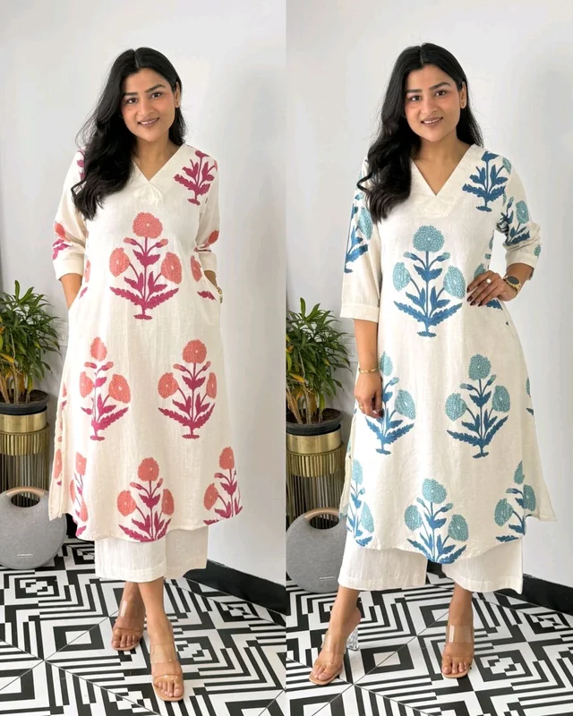 Trendy daily college & office wear Co-ord Set outfit relaxed & comfort fit - Pink & White, XL