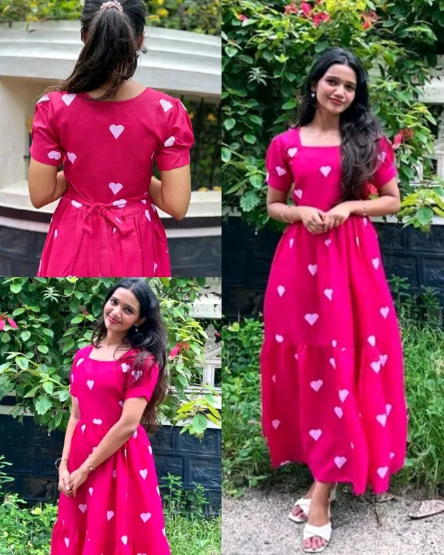 Elegant Heart Embroidered Anarkali Gown for Women - S