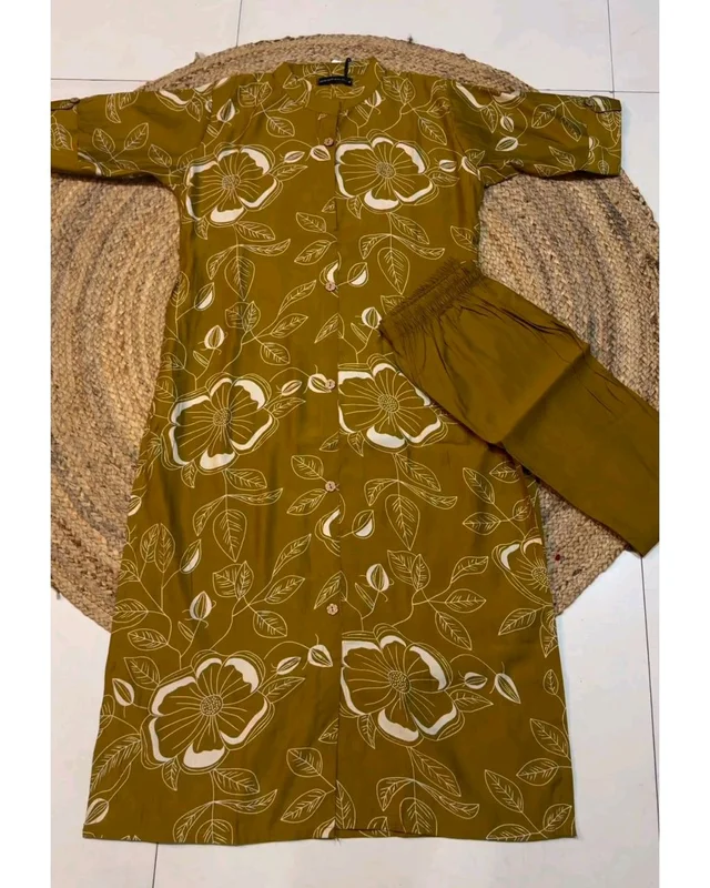 Trendy daily college & office wear Co-ord Set outfit relaxed & comfort fit - Olive, 3XL