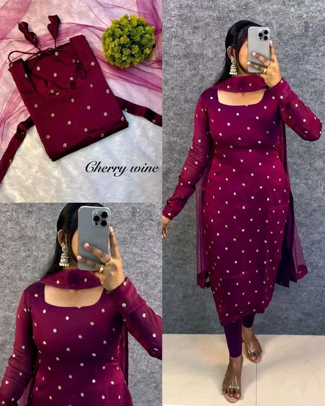 Trendy breathable & stylish Kurti With Duppatta - Purple, S