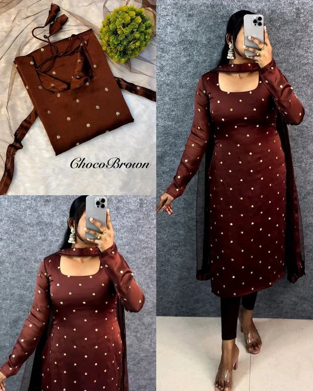 Trendy breathable & stylish Kurti With Duppatta - Choco Brown, 2XL