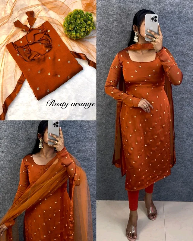Trendy breathable & stylish Kurti With Duppatta - Rusty, L