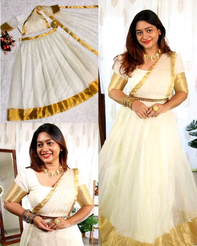 Onam super hit Organza Chex Lehenga Choli with Golden Jacquard work
- 2XL