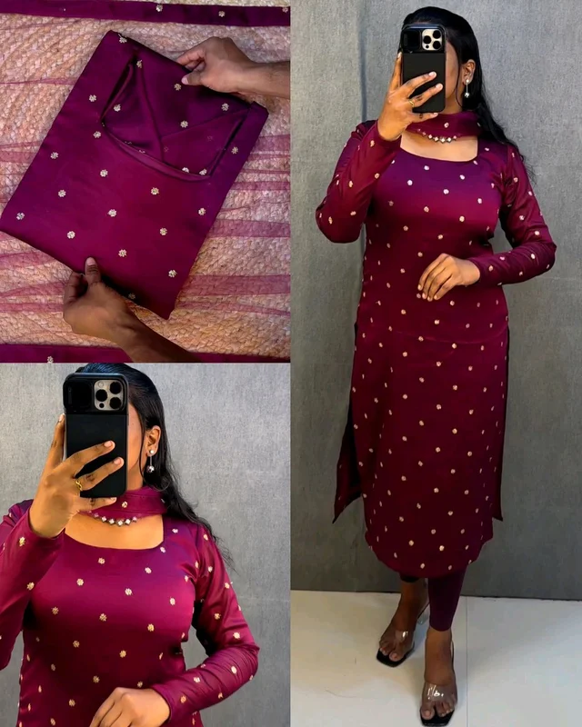 Trendy breathable & stylish Kurti With Duppatta - Purple, S