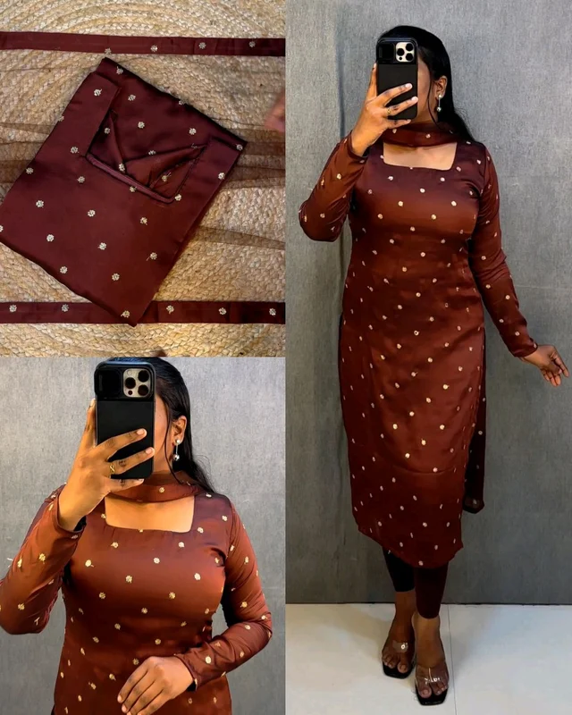 Trendy breathable & stylish Kurti With Duppatta - Choco, 3XL