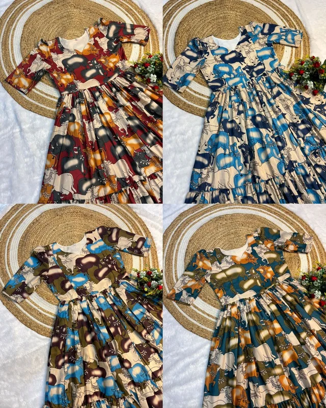This beautiful kalamkari printed maxi gown made with soft cotton fabric and feeding zip also attached - Finch, 2XL