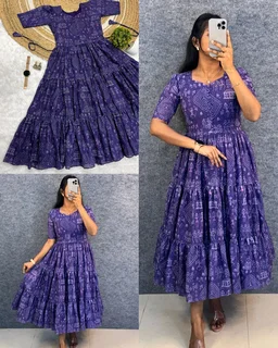 Launching the most unique "village print "Hakoba maxi gown with one side pocket - Prim, S