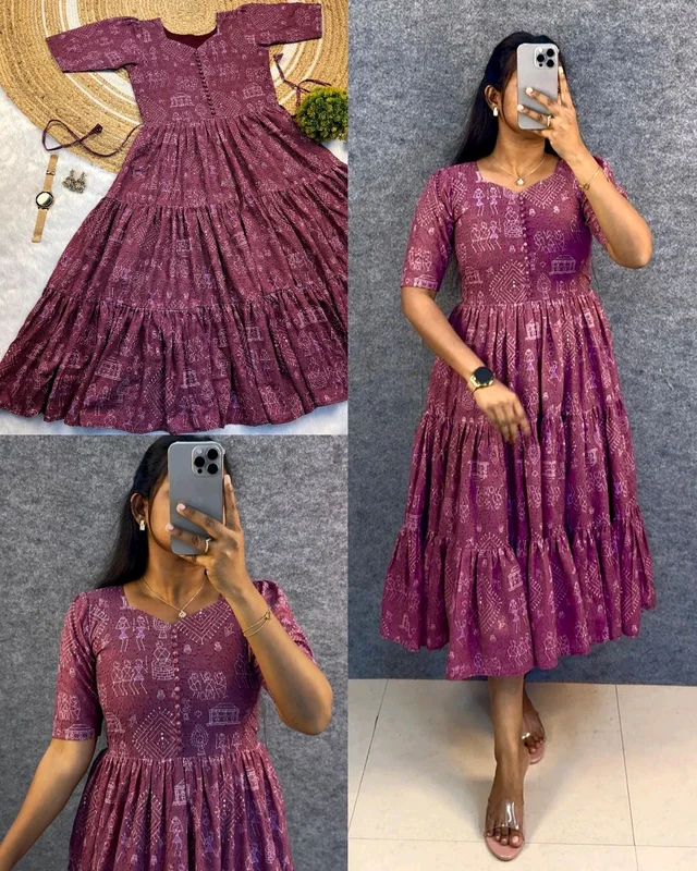 Launching the most unique "village print "Hakoba maxi gown with one side pocket - Pompadour, 2XL