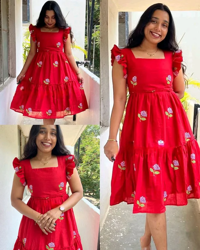 Celebrate this joy of dressing in the best way🌸 here presenting you a beautiful Summer maxi for the upcoming season with beautiful embroidery All Over 😍😍 - S