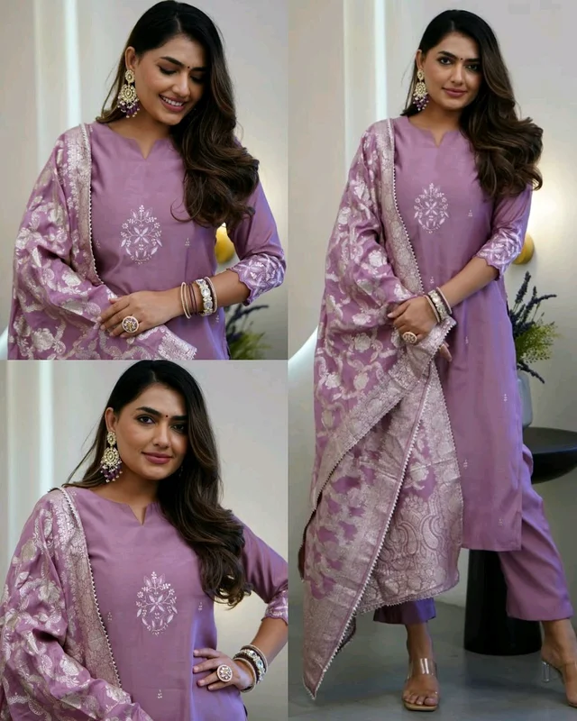 Trendy Pretty Design Straight Women Kurta Sets - Thistle, 2XL