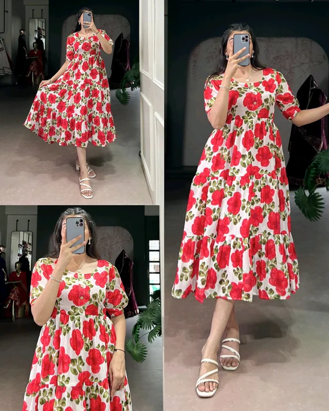 When rich Vichitra silk meets the magic of florals, you get more than just a dress 💐
- Red, L