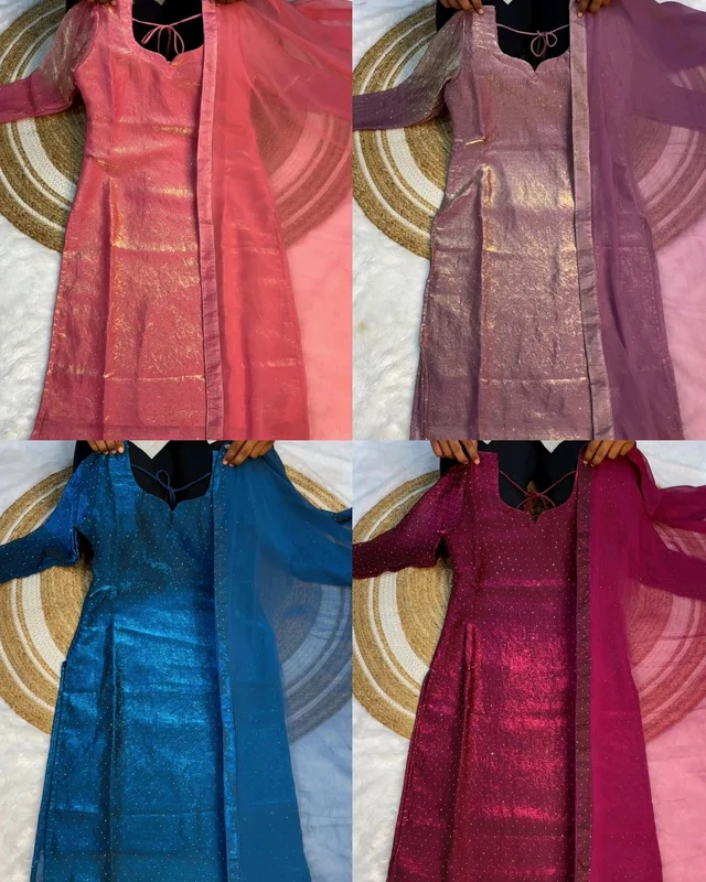 This kurti made with premium soft space silk with diamond work - Tickle Me Pink, 3XL