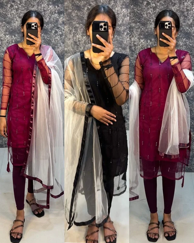 HEAVY BUTTERFLY NET WiTH 9 mm Sequence Work💎 - Maroon, L