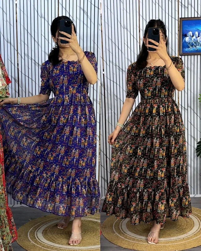 Traditional Kalamkari Premium Quality maxi gown - Red, S