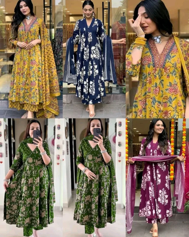 New styles comfortable anarkali Kurtis sets - Navy Blue, S
