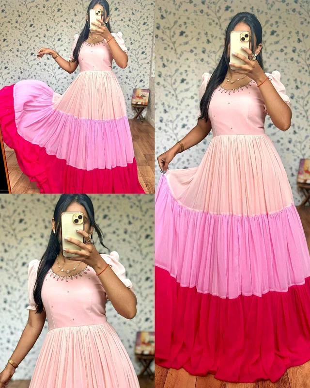 Pinky Flary dream look!! Look at this maggam addition with huge flare and pink shades
- L