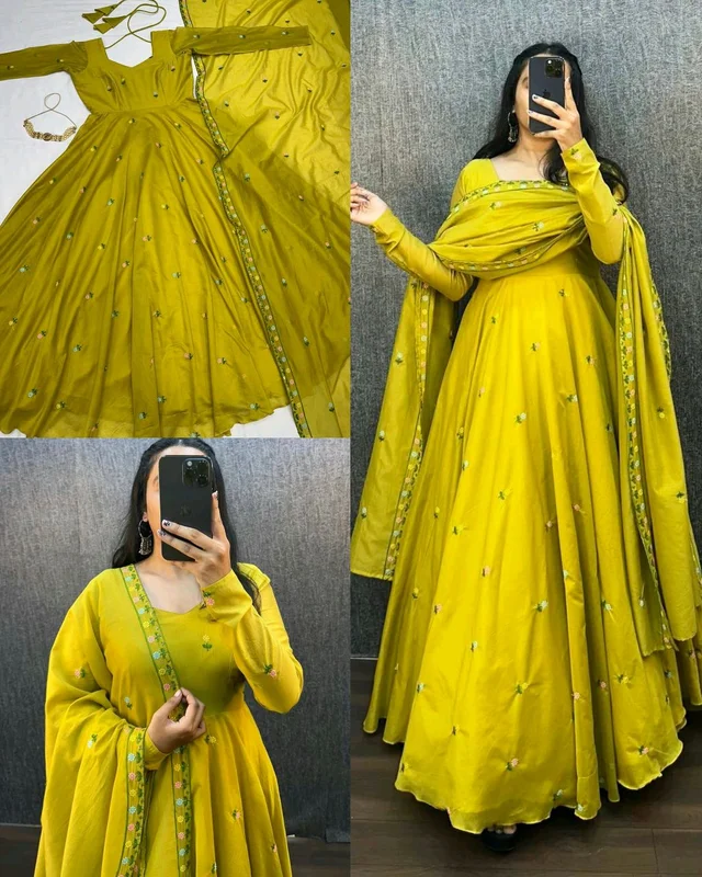 QUEEN LOOK TRENDY EXCLUSIVE MASTER GOWN SERIES FESTIVAL SALES - Sunflower, L