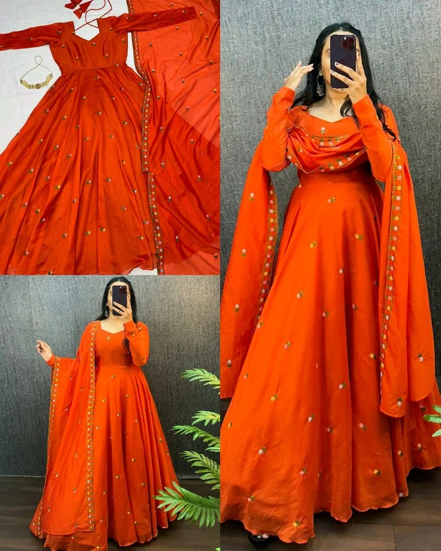 QUEEN LOOK TRENDY EXCLUSIVE MASTER GOWN SERIES FESTIVAL SALES - Orange, XL