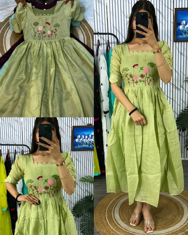 ✨Most Trending Beautiful Stylist Gown with Handwork – Where Elegance Meets Comfort! ✨ - Green, 2XL