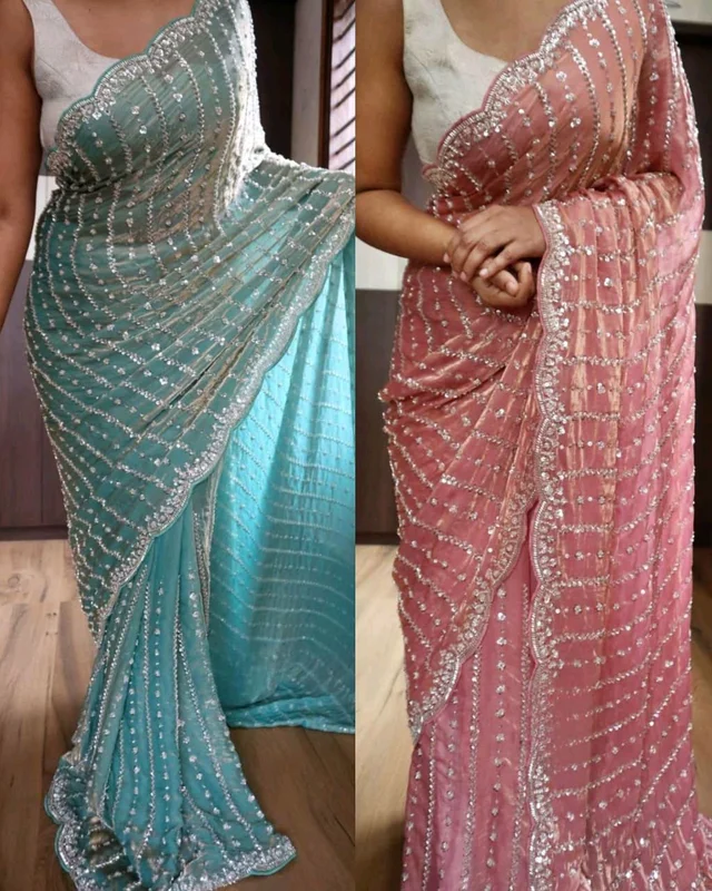 High Trending Presenting you the luxurious and glamorous hand work saree
- Free Size, Green