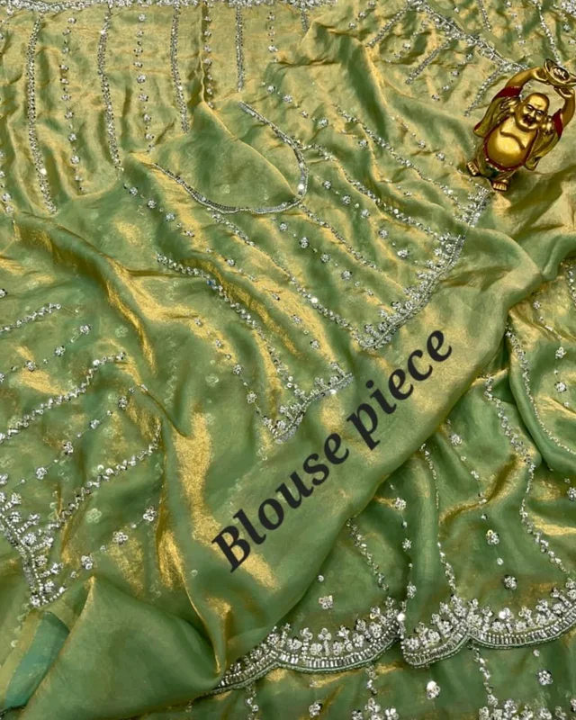 High Trending Presenting you the luxurious and glamorous hand work saree
- Free Size, Green