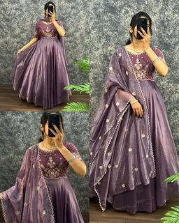 Trendy Pretty Womens Gown With Dupatta - Verdun Green, S