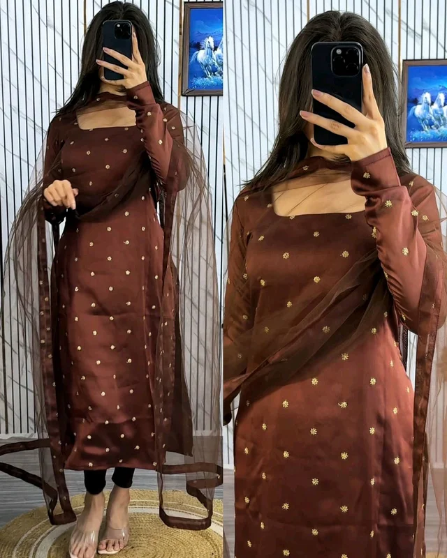 Trendy breathable & stylish Kurti With Duppatta - Carnaby Tan, XL