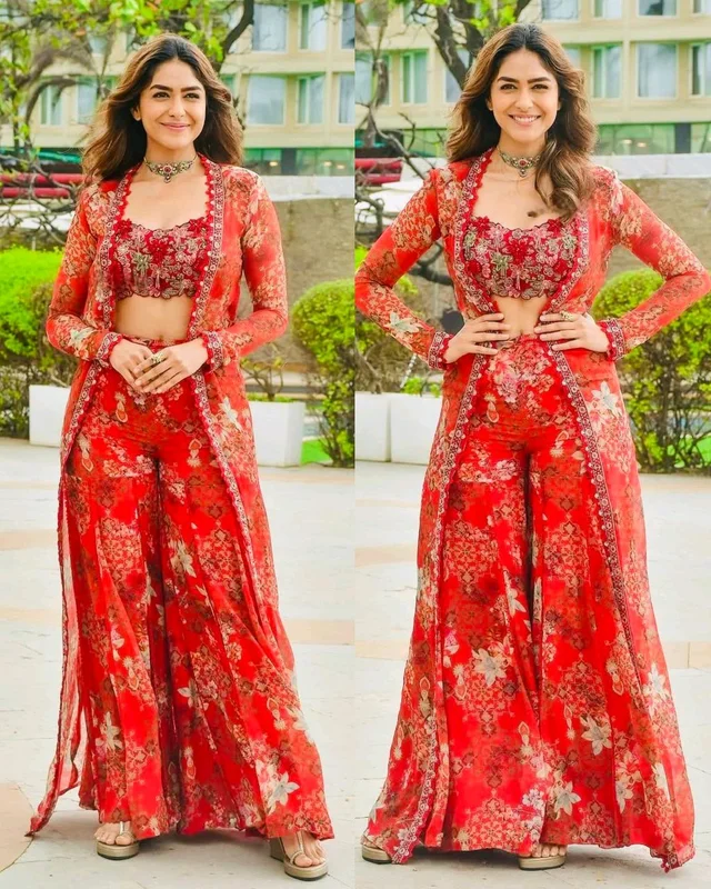 Designer Sharara Set - Guardsman Red, S