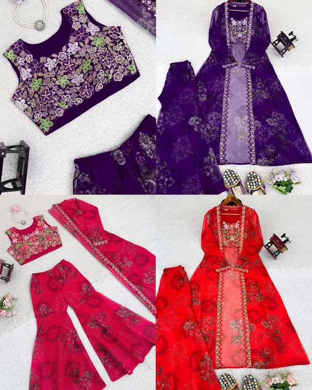 Designer Sharara Set - Cabaret, M