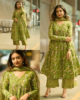Stylish Women Printed Anarkali Kurta and Pant Set with Dupatta
- Purple, S