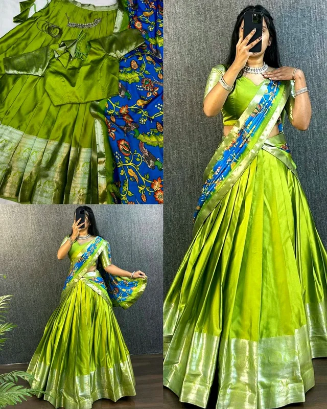 Traditional Look Ready To Wear Beautiful Festival Lehanga - Parrot Green, L