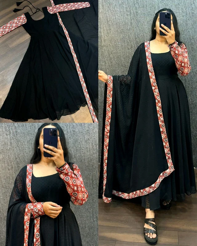 Trendy Black Beauty Kurti With Dupatta - XL, 1st Maroon