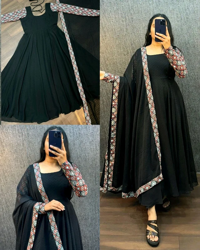 Trendy Black Beauty Kurti With Dupatta - M, 3rd Gray