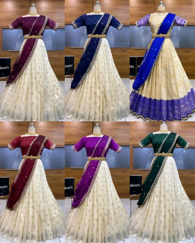 South Indian Style Half Saree
- Blue, Free Size