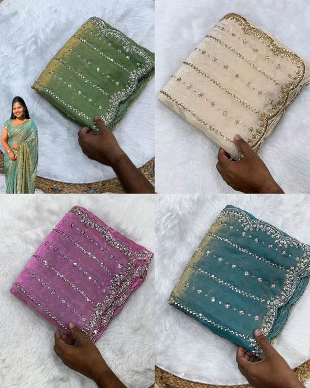 High Trending Presenting you the luxurious and glamorous hand work saree
- Green, Free Size