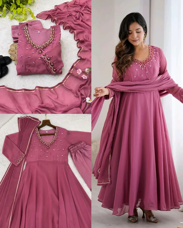 Festivel New Party Wear Look Fox Gerorrget Gown With Dupatta & Pant
- L