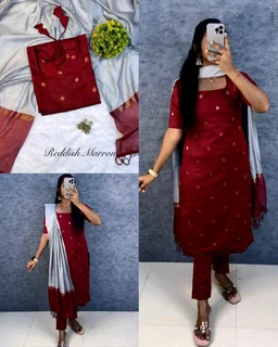 Elevate your style with this stunning pure silk cotton (Kurti+pant+dupatta) set ethinicwear outfit🥰 - Olive Lime, S