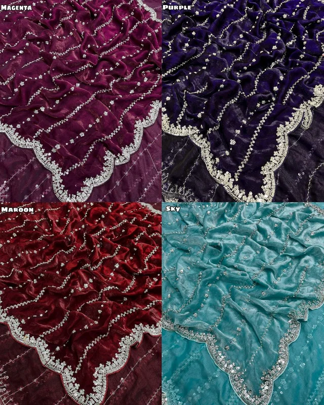 High Trending Presenting you the luxurious and glamorous hand work saree - Cherry Pie, Free Size