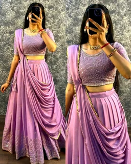 READY TO WEAR TRENDY LEHENGA - Wine, S